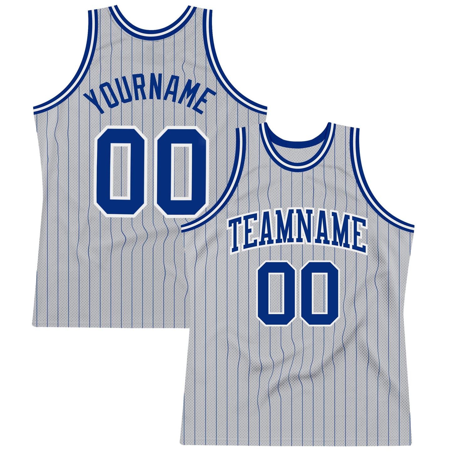 Custom Gray Royal Pinstripe Royal-White Authentic Basketball Jersey - Sky-Custom