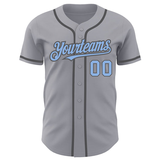 Custom Gray Light Blue-Steel Gray Authentic Baseball Jersey - Sky-Custom