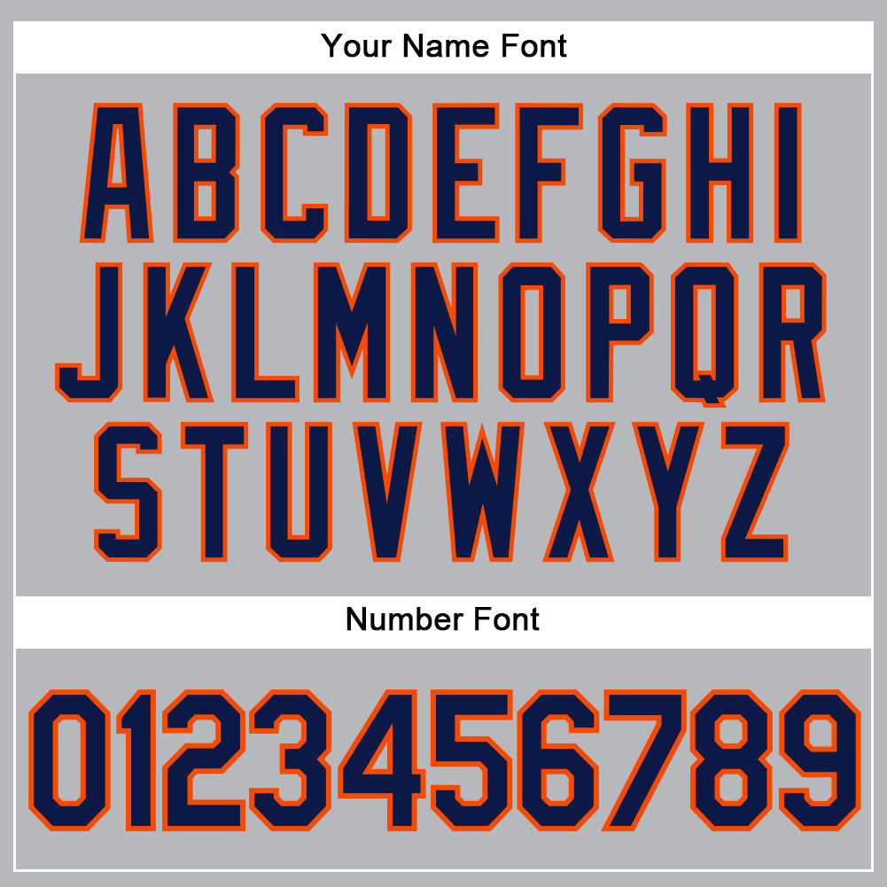 Custom Gray Navy Pinstripe Orange Authentic Baseball Jersey - Sky-Custom