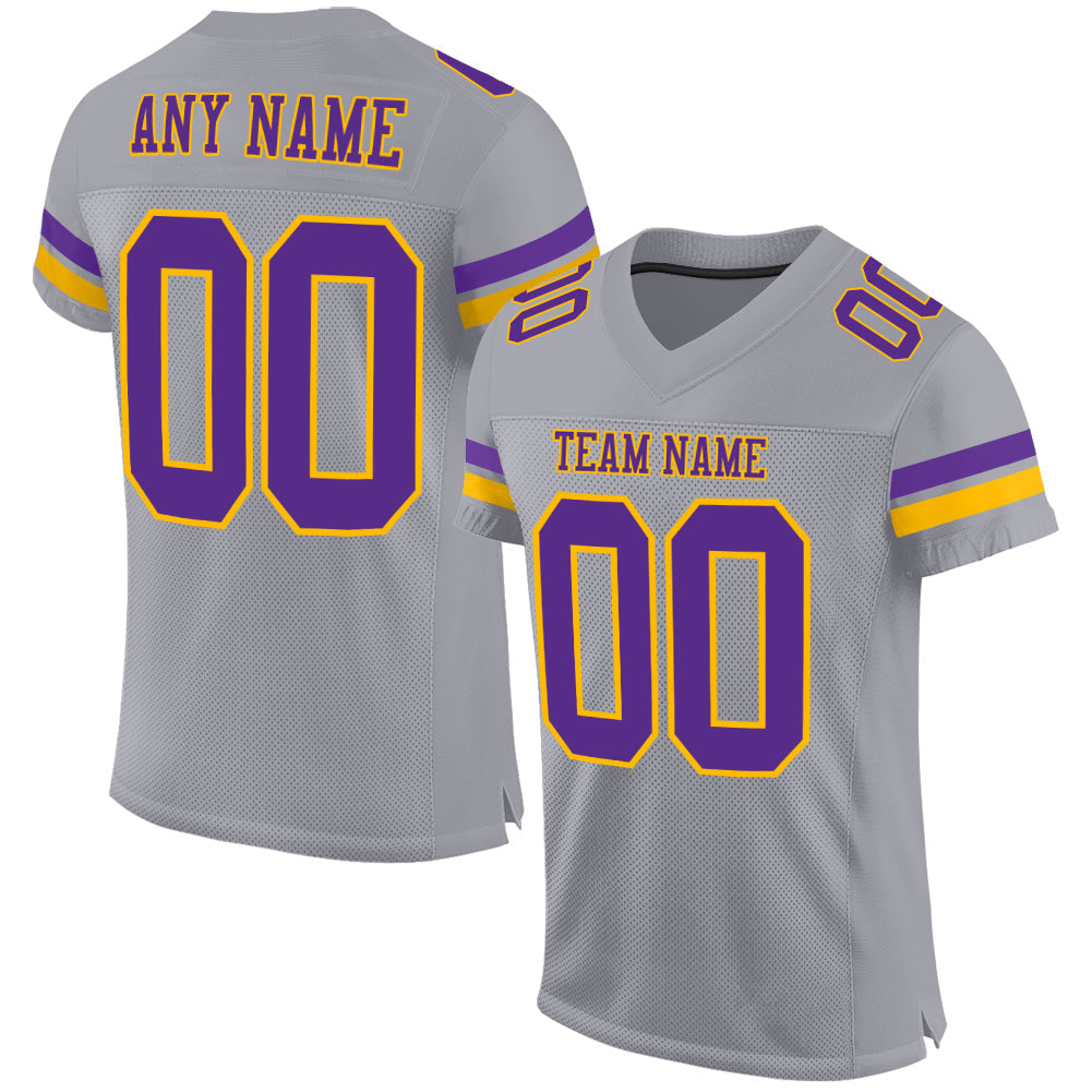 Custom Gray Purple-Gold Mesh Authentic Football Jersey - Sky-Custom
