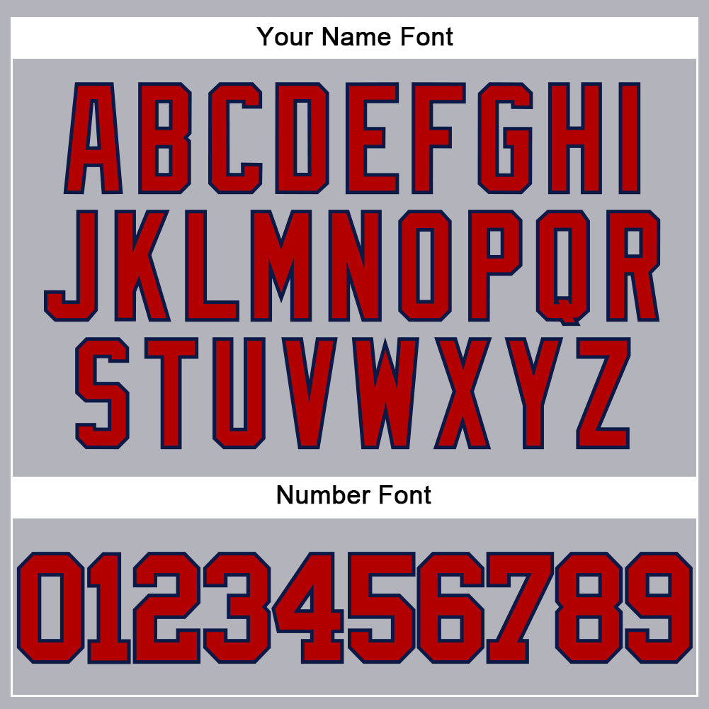 Custom Gray Red-Navy Authentic Baseball Jersey - Sky-Custom