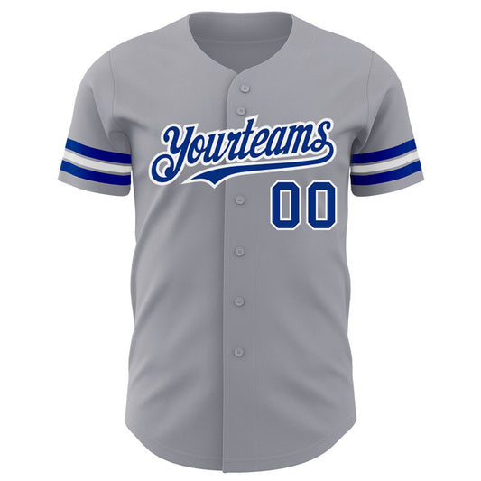 Custom Gray Royal-White Authentic Baseball Jersey - Sky-Custom