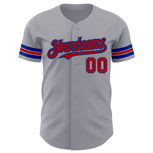 Custom Gray Red-Royal Authentic Baseball Jersey - Sky-Custom