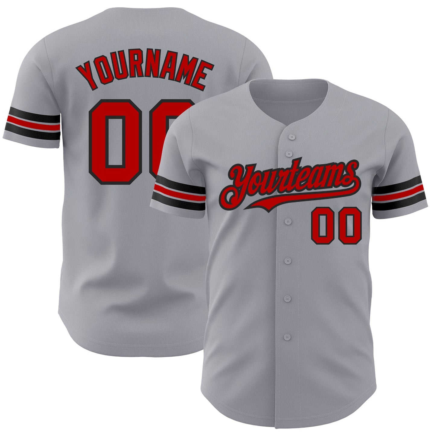 Custom Gray Red-Black Authentic Baseball Jersey - Sky-Custom