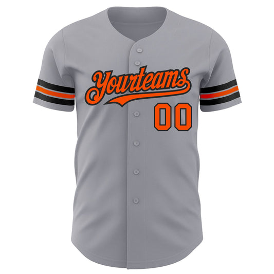 Custom Gray Orange-Black Authentic Baseball Jersey - Sky-Custom