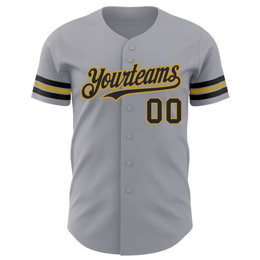 Custom Gray Black-Old Gold Authentic Baseball Jersey - Sky-Custom