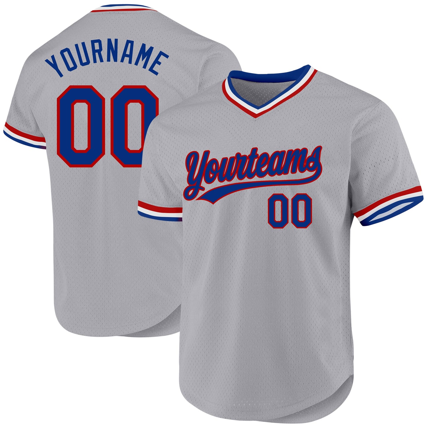Custom Gray Royal-Red Authentic Throwback Baseball Jersey - Sky-Custom
