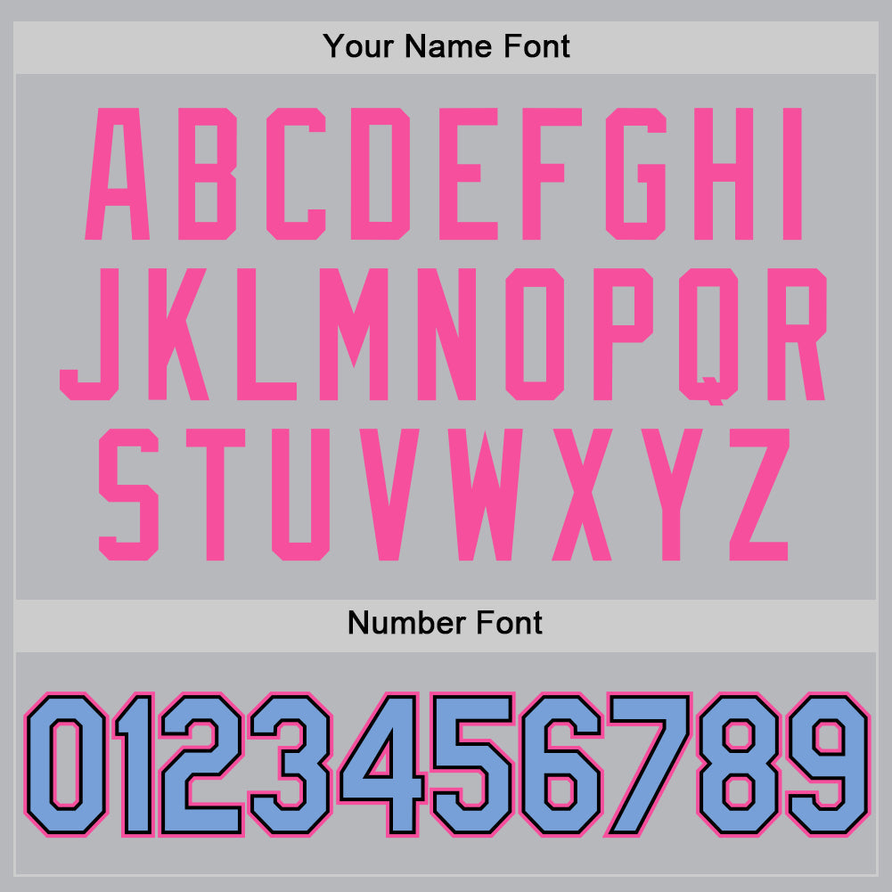 Custom Gray Light Blue Black-Pink Authentic Throwback Baseball Jersey - Sky-Custom