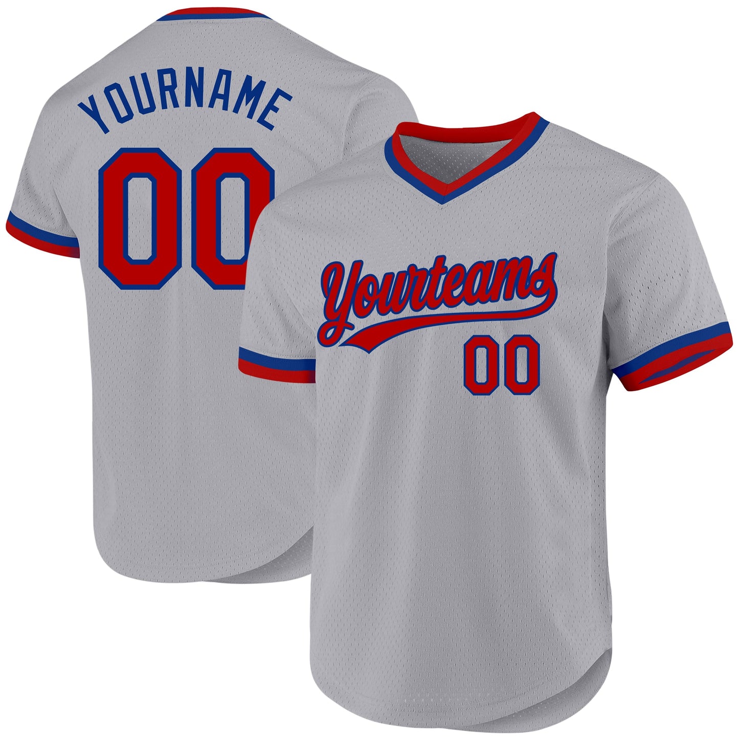 Custom Gray Red-Royal Authentic Throwback Baseball Jersey - Sky-Custom