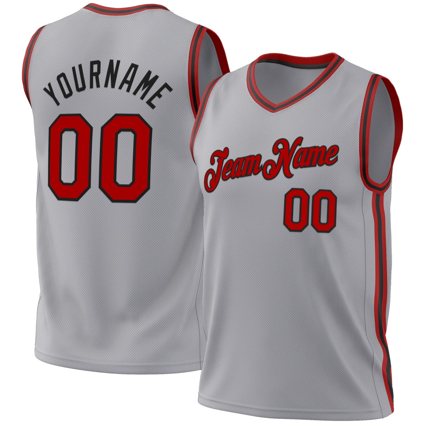 Custom Gray Red-Black Authentic Throwback Basketball Jersey - Sky-Custom