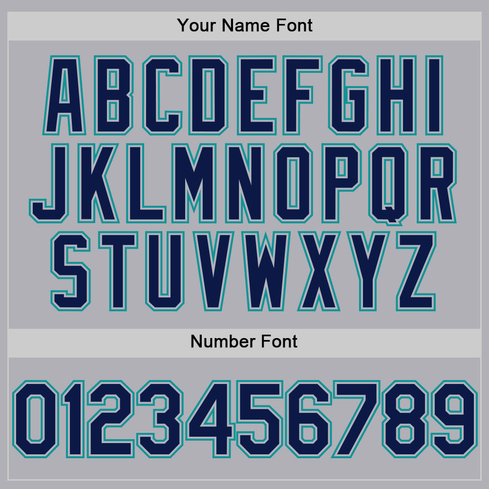 Custom Gray Navy-Teal Mesh Authentic Throwback Baseball Jersey - Sky-Custom