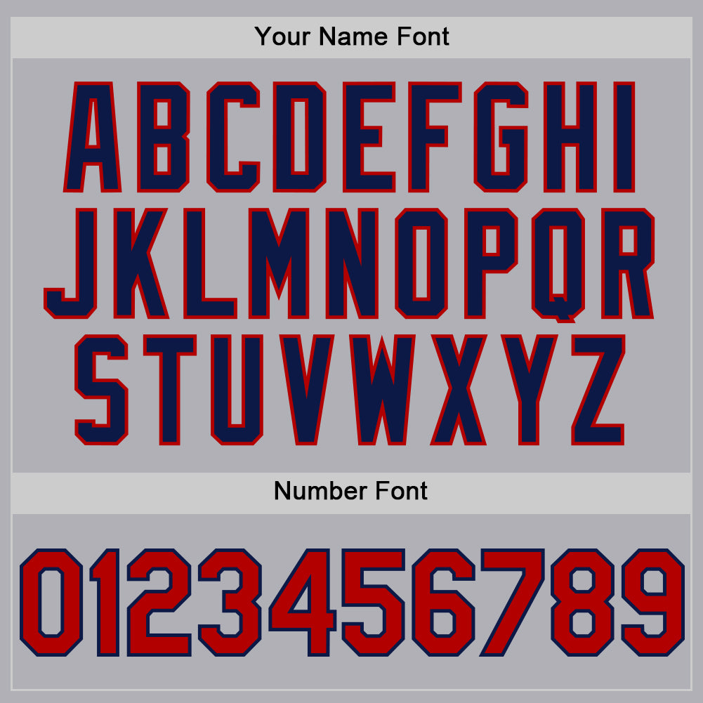 Custom Gray Red-Navy Mesh Authentic Throwback Baseball Jersey - Sky-Custom