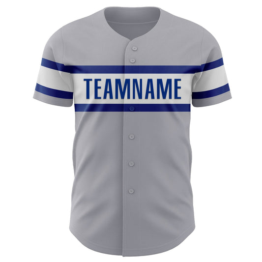 Custom Gray Royal-White Authentic Baseball Jersey - Sky-Custom