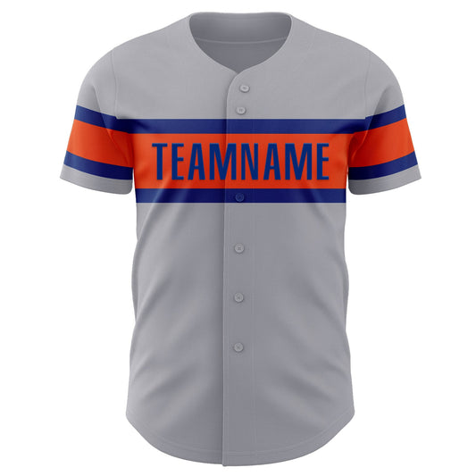 Custom Gray Royal-Orange Authentic Baseball Jersey - Sky-Custom