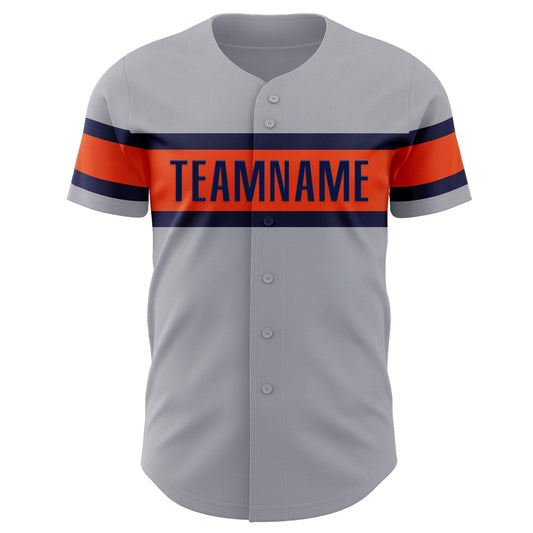 Custom Gray Navy-Orange Authentic Baseball Jersey - Sky-Custom
