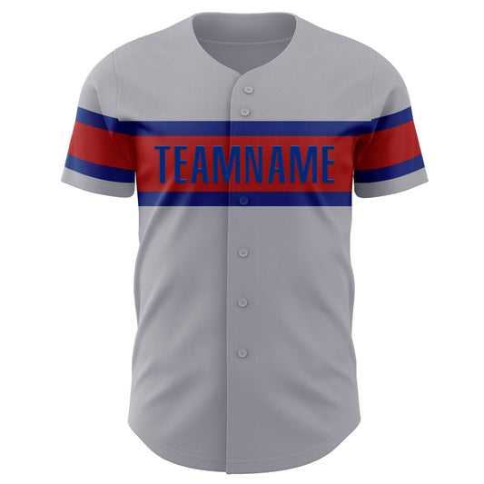 Custom Gray Red-Royal Authentic Baseball Jersey - Sky-Custom