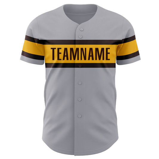 Custom Gray Brown-Gold Authentic Baseball Jersey - Sky-Custom