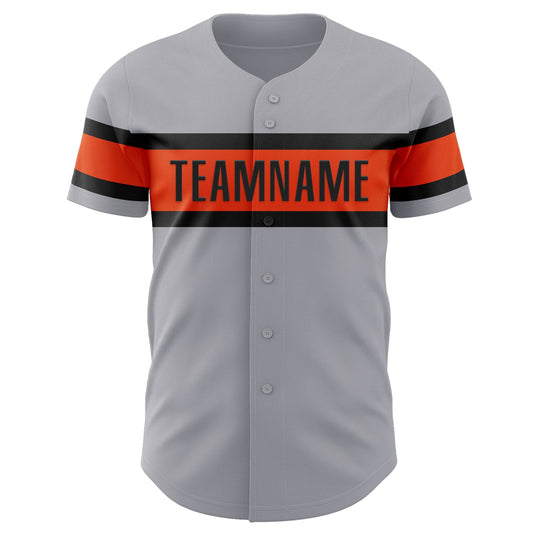 Custom Gray Black-Orange Authentic Baseball Jersey - Sky-Custom
