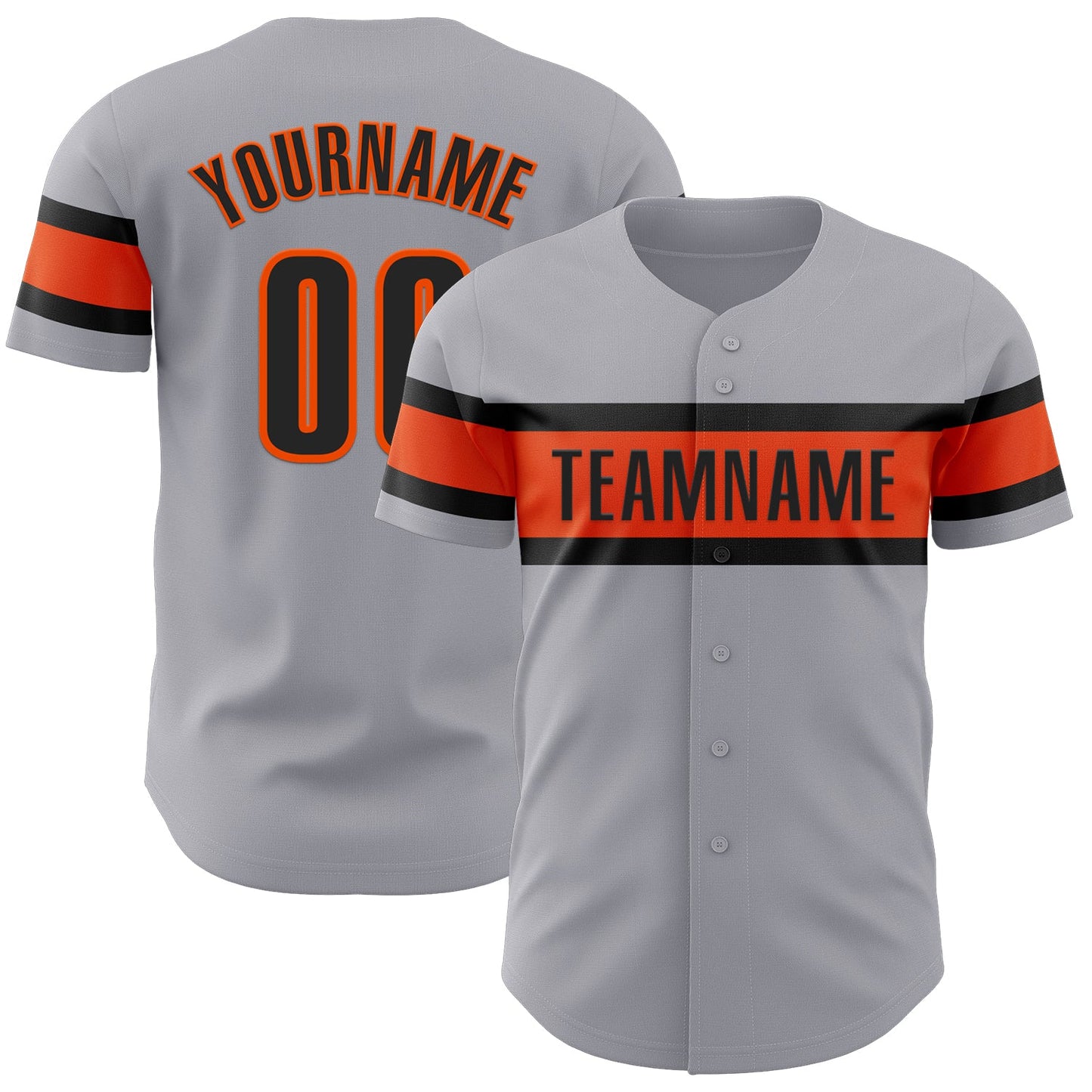 Custom Gray Black-Orange Authentic Baseball Jersey - Sky-Custom