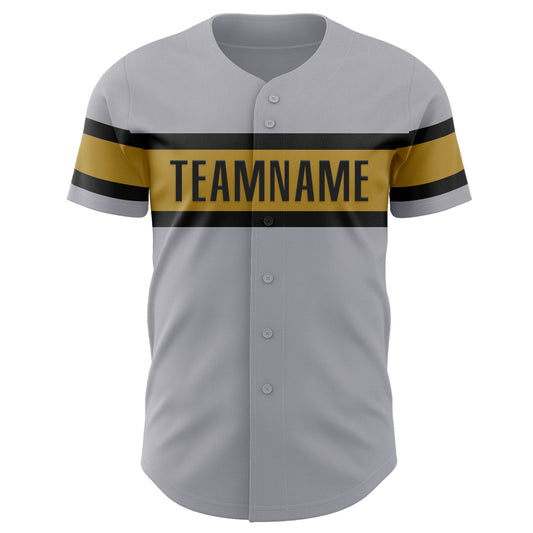 Custom Gray Black-Old Gold Authentic Baseball Jersey - Sky-Custom