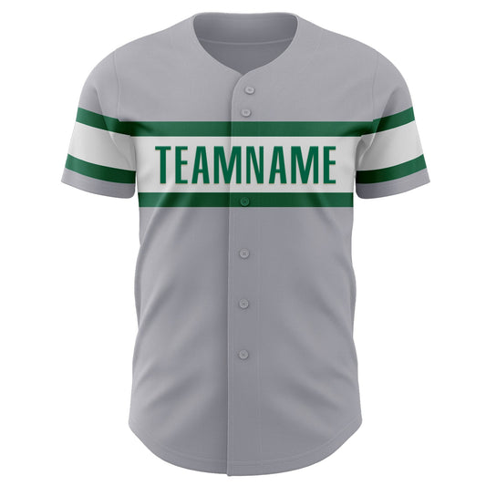 Custom Gray Kelly Green-White Authentic Baseball Jersey - Sky-Custom