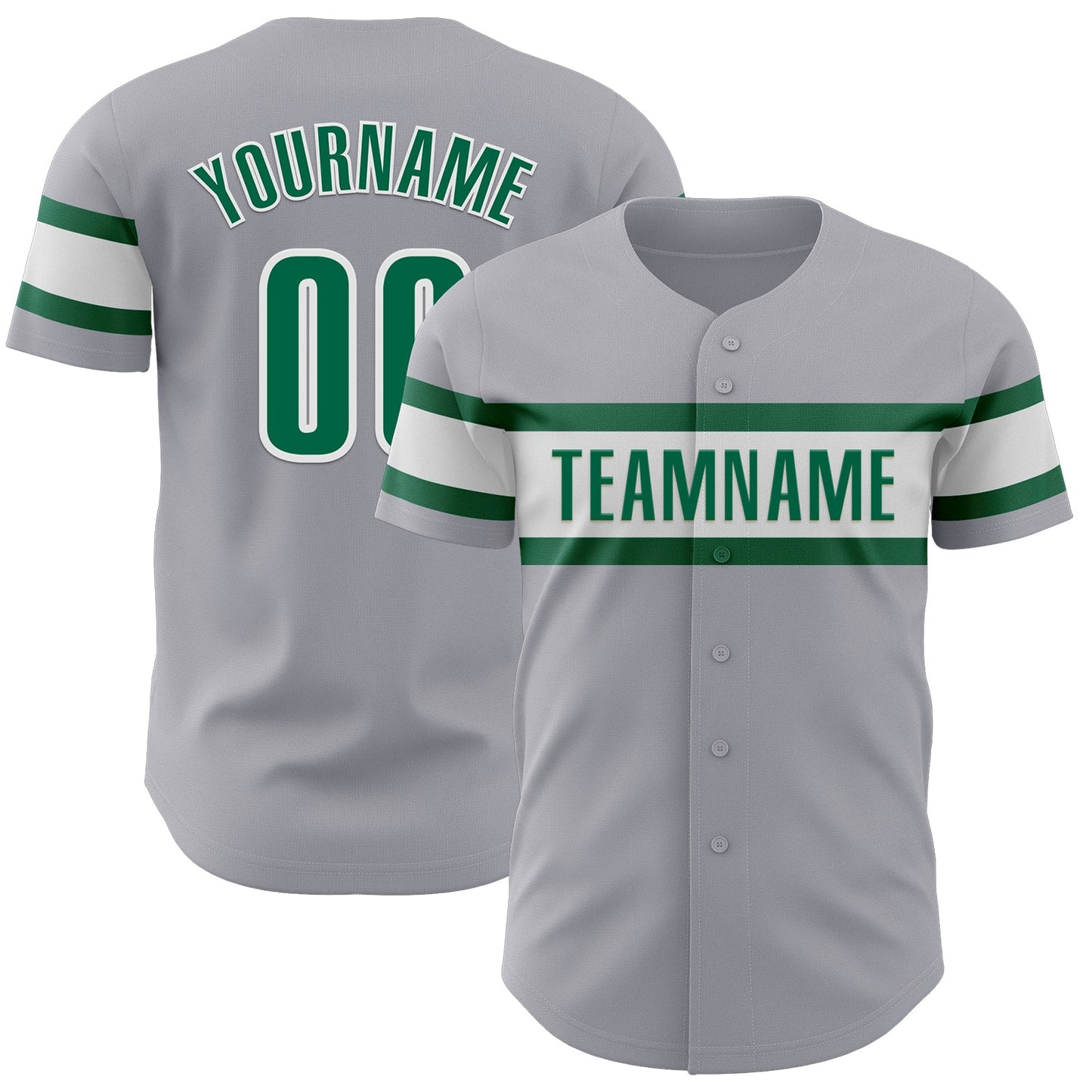 Custom Gray Kelly Green-White Authentic Baseball Jersey - Sky-Custom