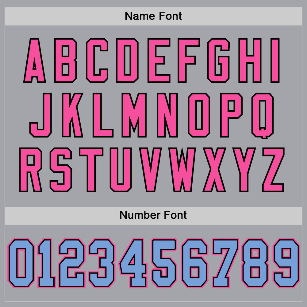 Custom Gray Light Blue Black-Pink Mesh Authentic Throwback Football Jersey - Sky-Custom