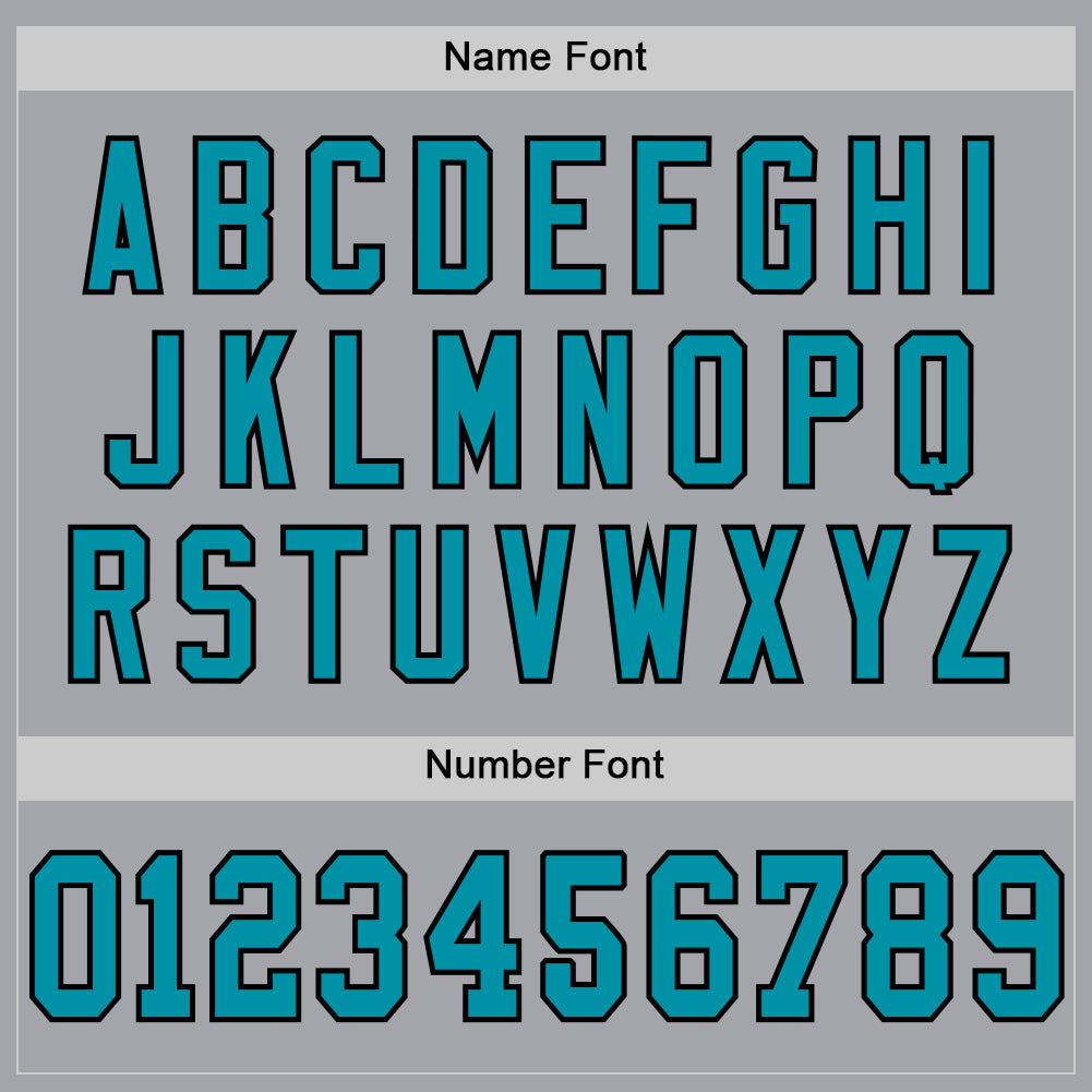 Custom Gray Teal-Black Mesh Authentic Throwback Football Jersey - Sky-Custom