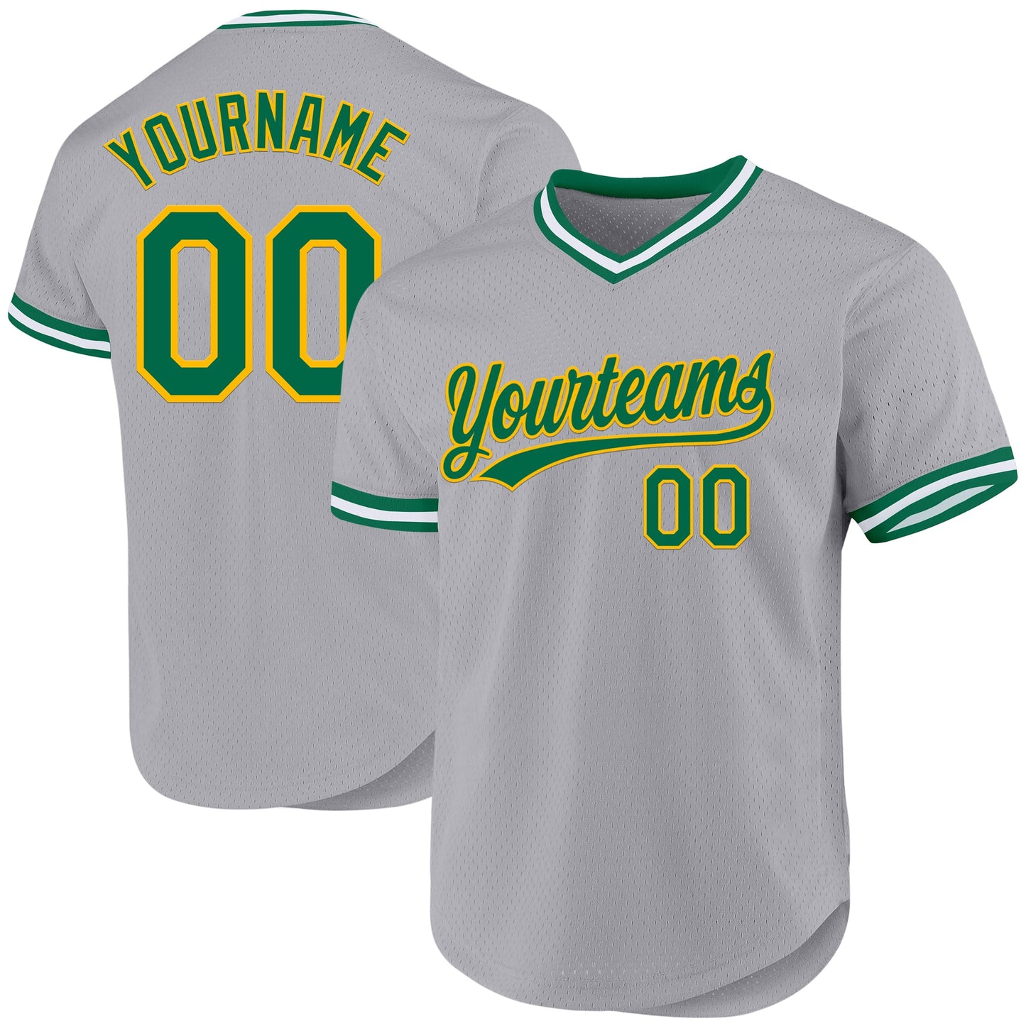 Custom Gray Kelly Green-Gold Authentic Throwback Baseball Jersey - Sky-Custom