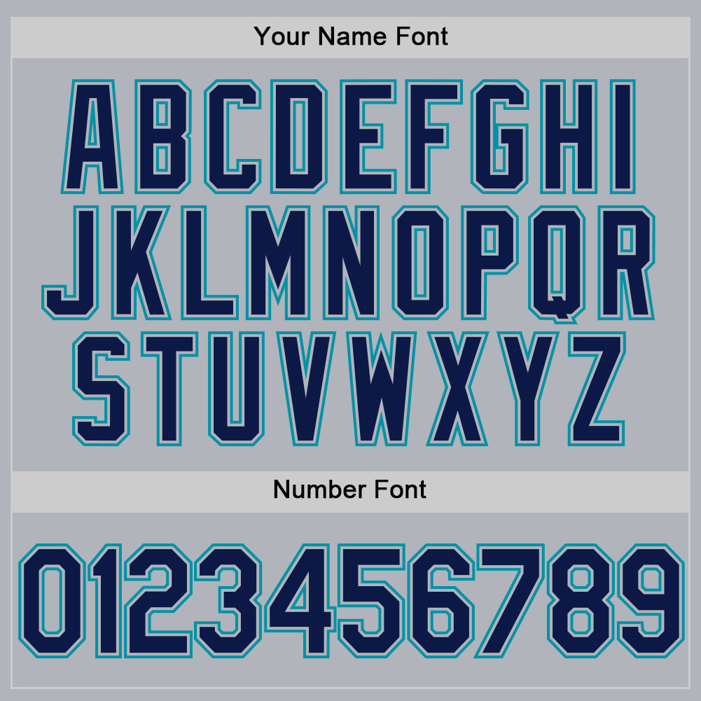 Custom Gray Navy-Teal Authentic Throwback Baseball Jersey - Sky-Custom