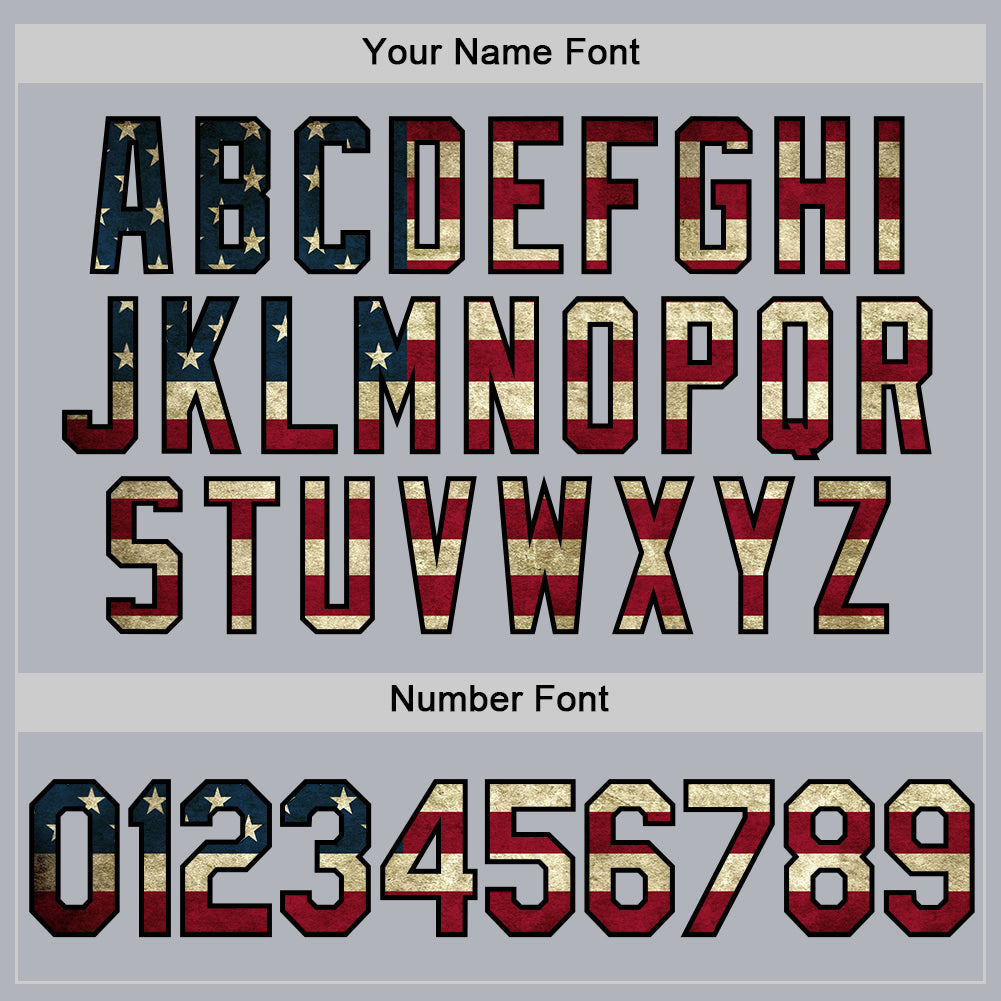 Custom Gray Vintage USA Flag-Black Authentic Throwback Baseball Jersey - Sky-Custom