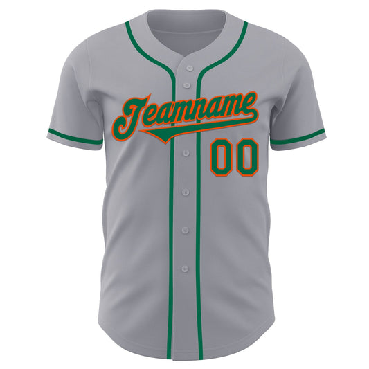 Custom Gray Kelly Green-Orange Authentic Baseball Jersey - Sky-Custom