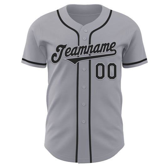 Custom Gray Black Authentic Baseball Jersey - Sky-Custom