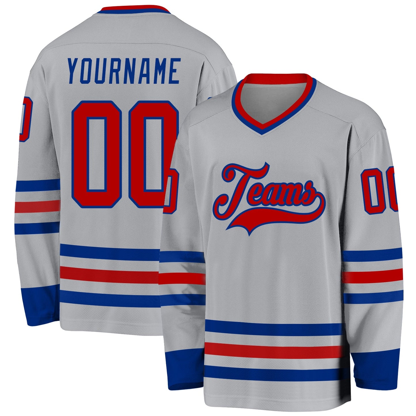 Custom Gray Red-Royal Hockey Jersey - Sky-Custom