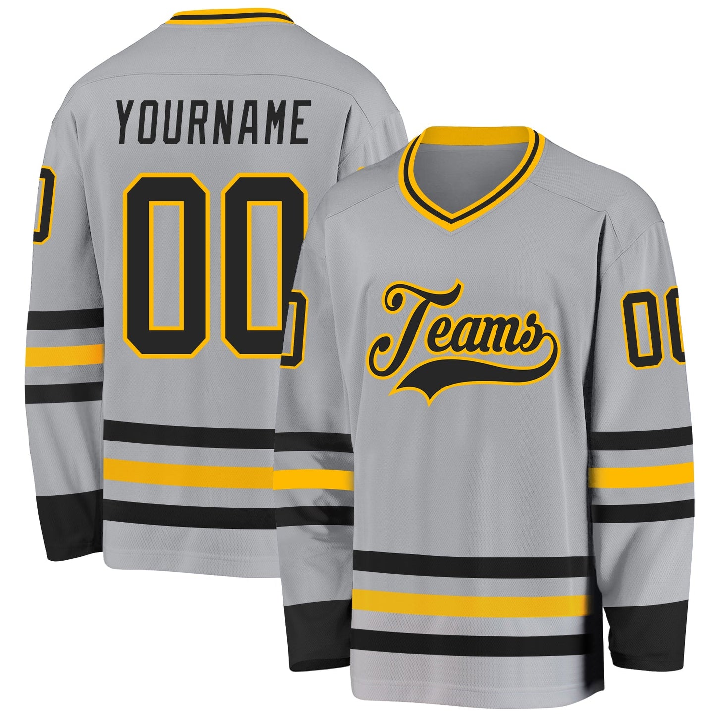 Custom Gray Black-Gold Hockey Jersey - Sky-Custom