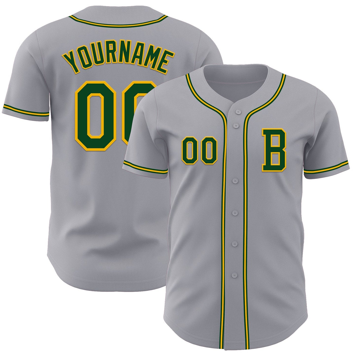 Custom Gray Green-Gold Authentic Baseball Jersey - Sky-Custom