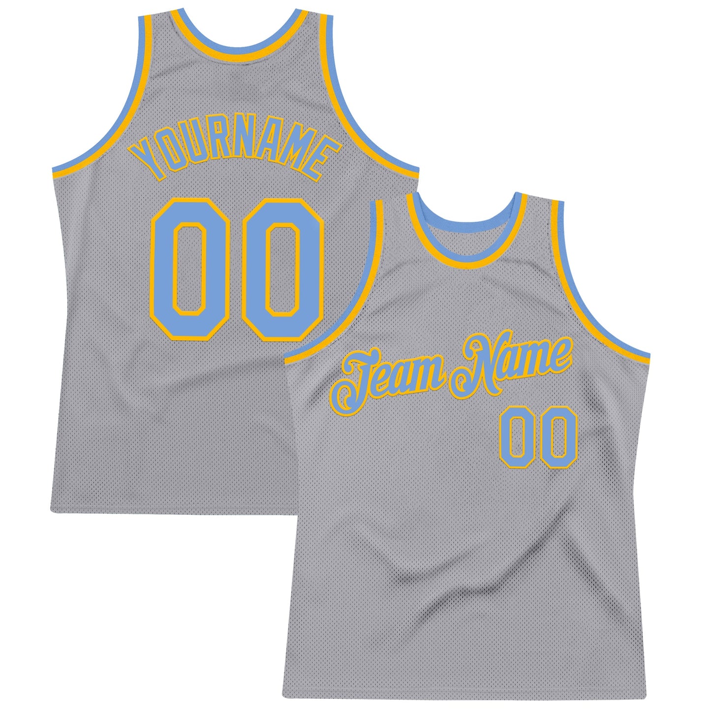 Custom Gray Light Blue-Gold Authentic Throwback Basketball Jersey - Sky-Custom