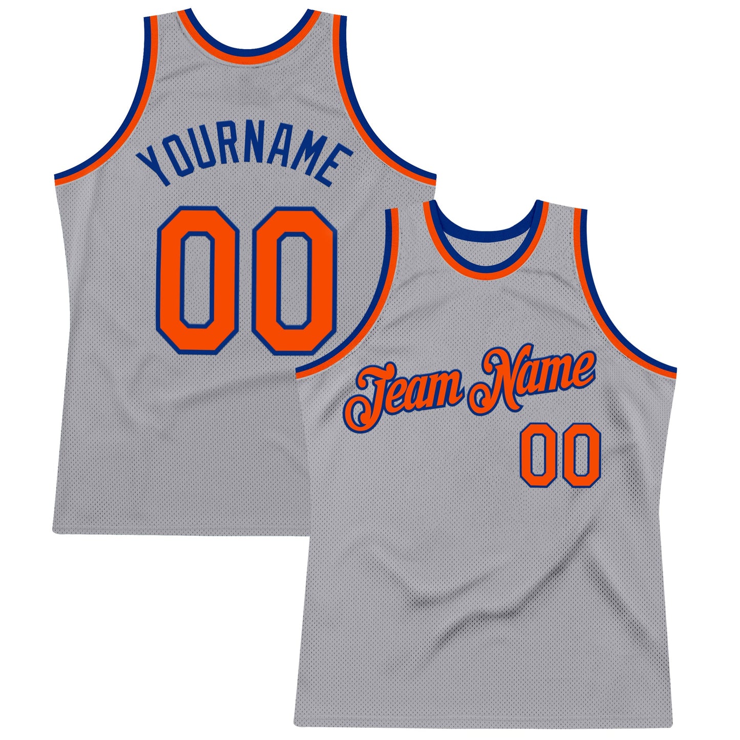 Custom Gray Orange-Royal Authentic Throwback Basketball Jersey - Sky-Custom