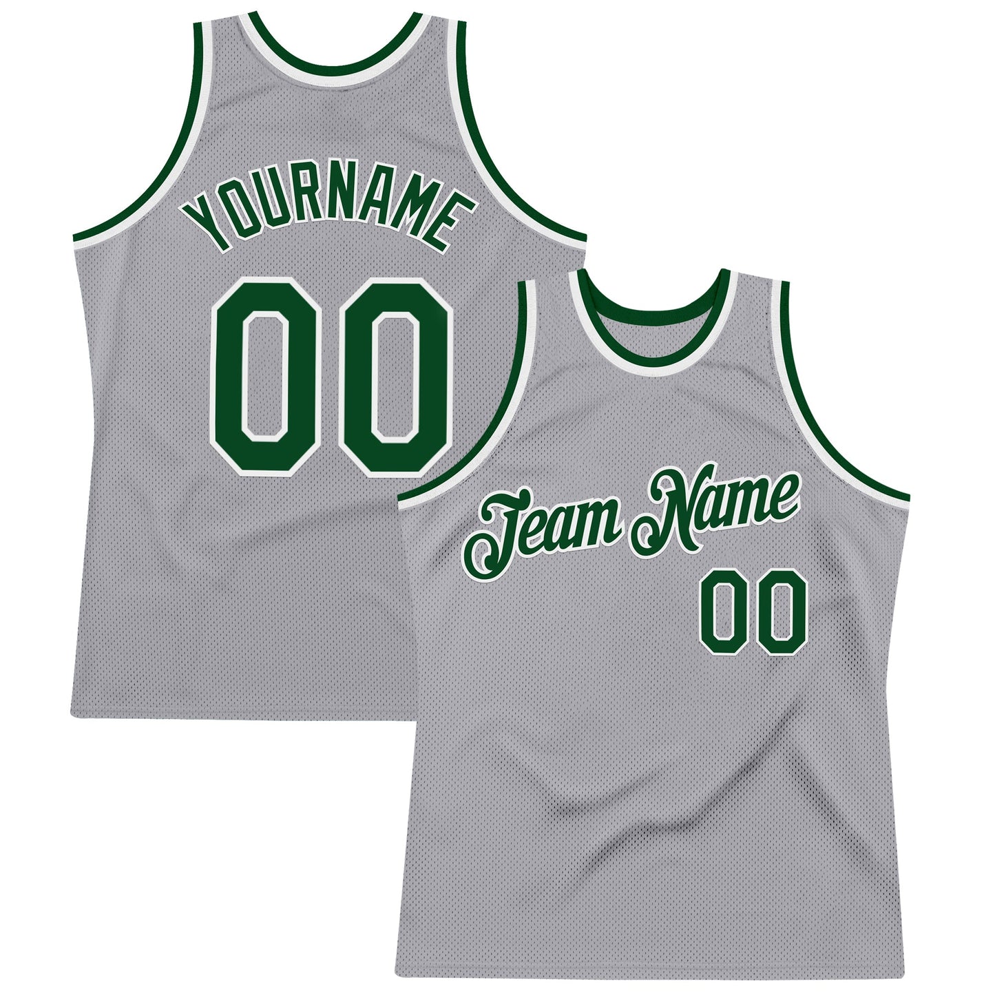 Custom Gray Green-White Authentic Throwback Basketball Jersey - Sky-Custom