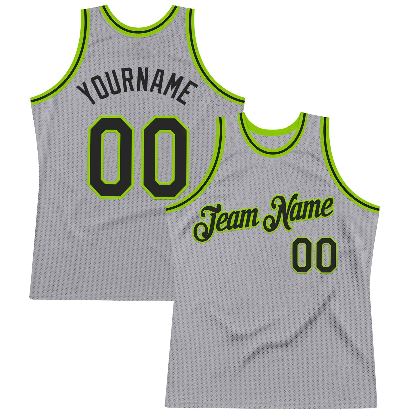 Custom Gray Black-Neon Green Authentic Throwback Basketball Jersey - Sky-Custom
