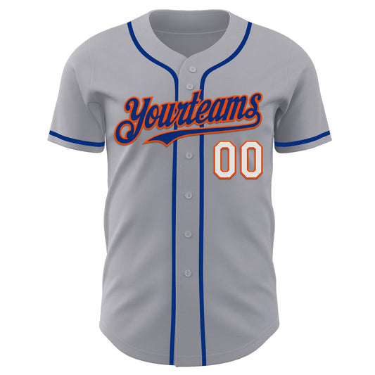 Custom Gray White Orange-Royal Authentic Baseball Jersey - Sky-Custom