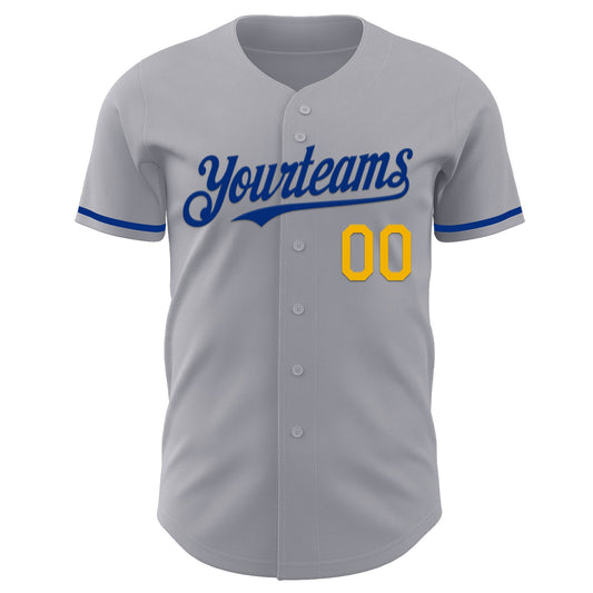 Custom Gray Royal-Gold Authentic Baseball Jersey - Sky-Custom