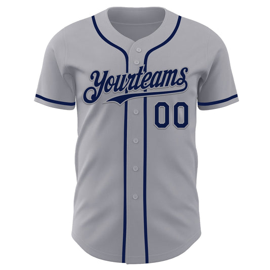 Custom Gray Navy Authentic Baseball Jersey - Sky-Custom