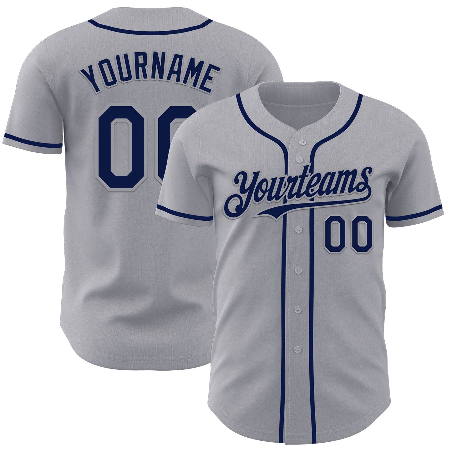 Custom Gray Navy Authentic Baseball Jersey - Sky-Custom