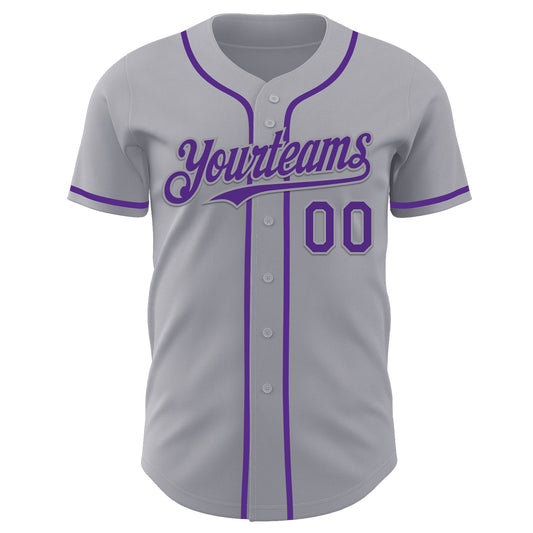 Custom Gray Purple Authentic Baseball Jersey - Sky-Custom