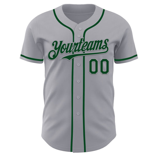 Custom Gray Green Authentic Baseball Jersey - Sky-Custom