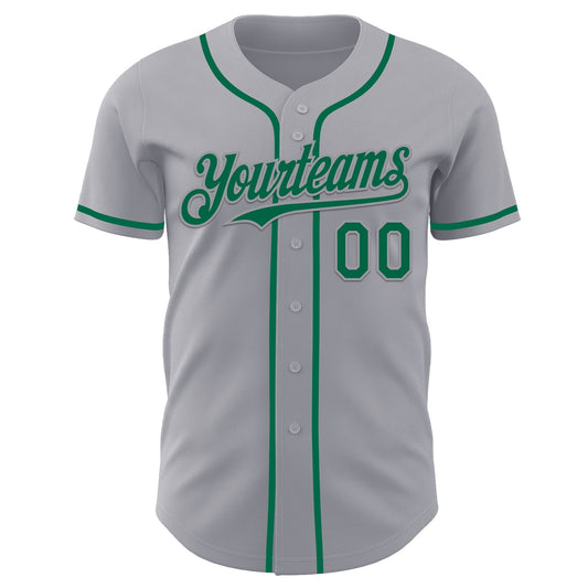 Custom Gray Kelly Green Authentic Baseball Jersey - Sky-Custom