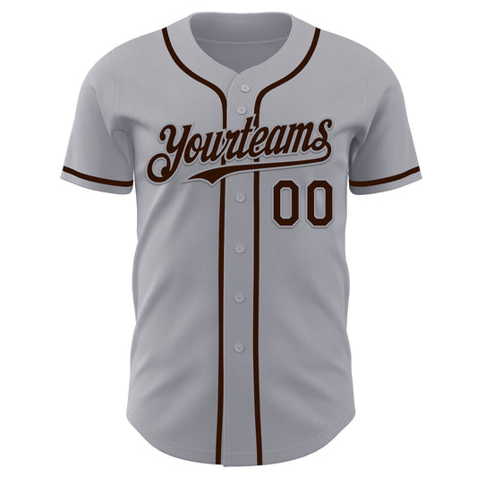 Custom Gray Brown Authentic Baseball Jersey - Sky-Custom
