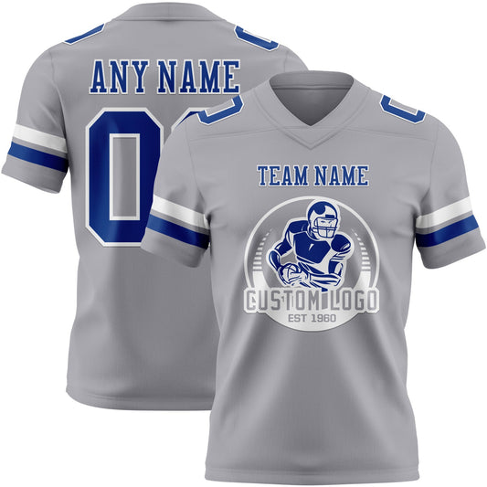 Custom Gray Royal-White Mesh Authentic Football Jersey - Sky-Custom