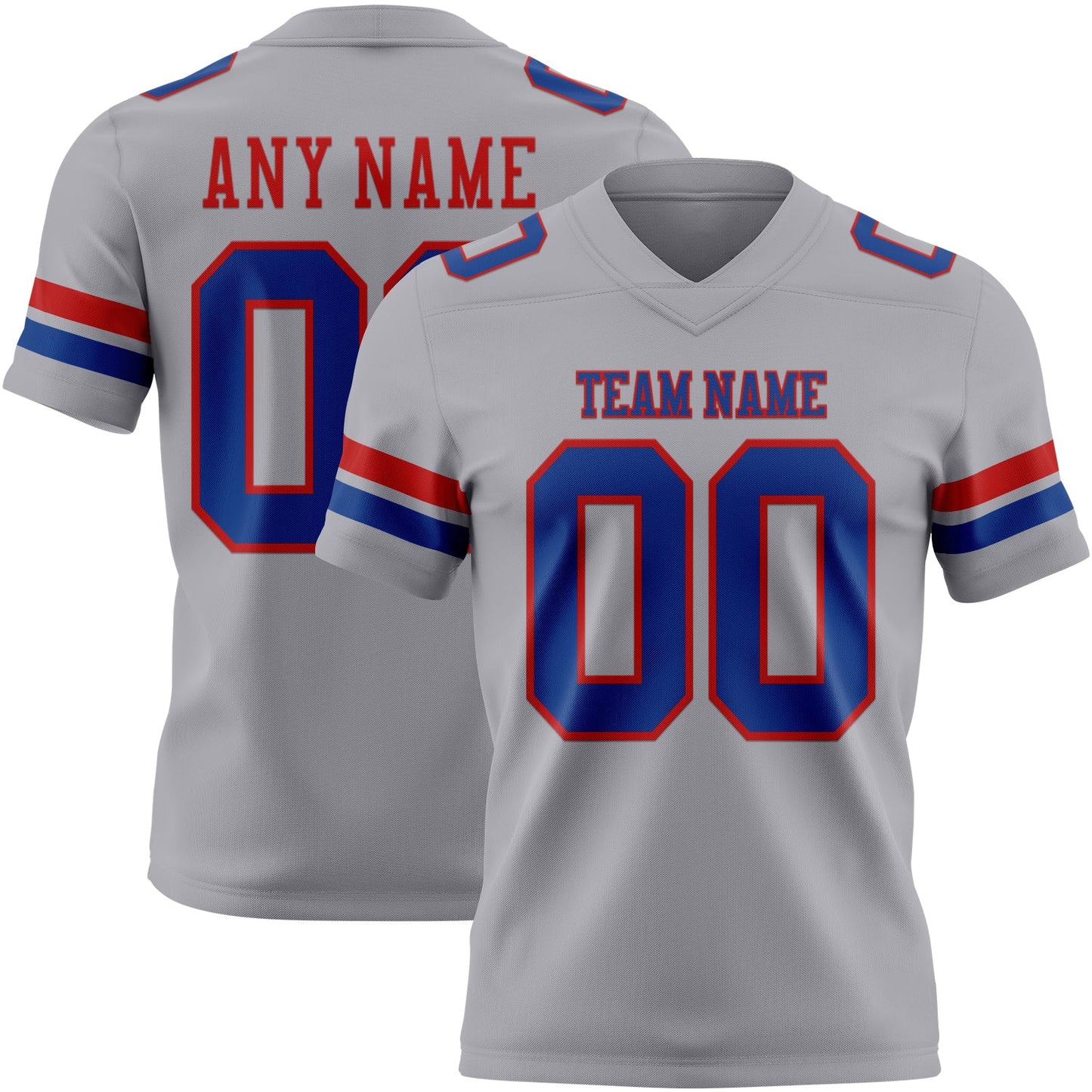 Custom Gray Royal-Red Mesh Authentic Football Jersey - Sky-Custom